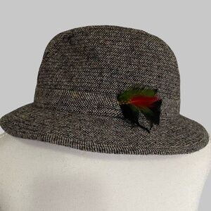 Donegal Handwoven Wool Tweed Ireland Fedora Hat- Sz-7 1/8